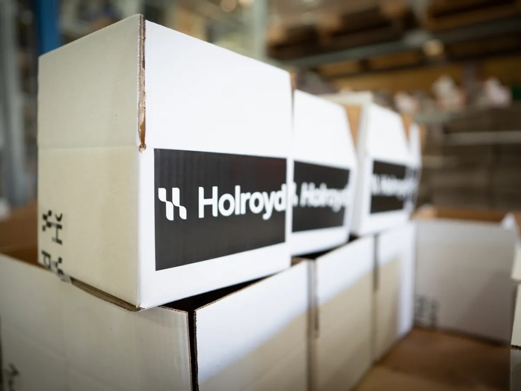 Stack of Holroyd branded boxes
